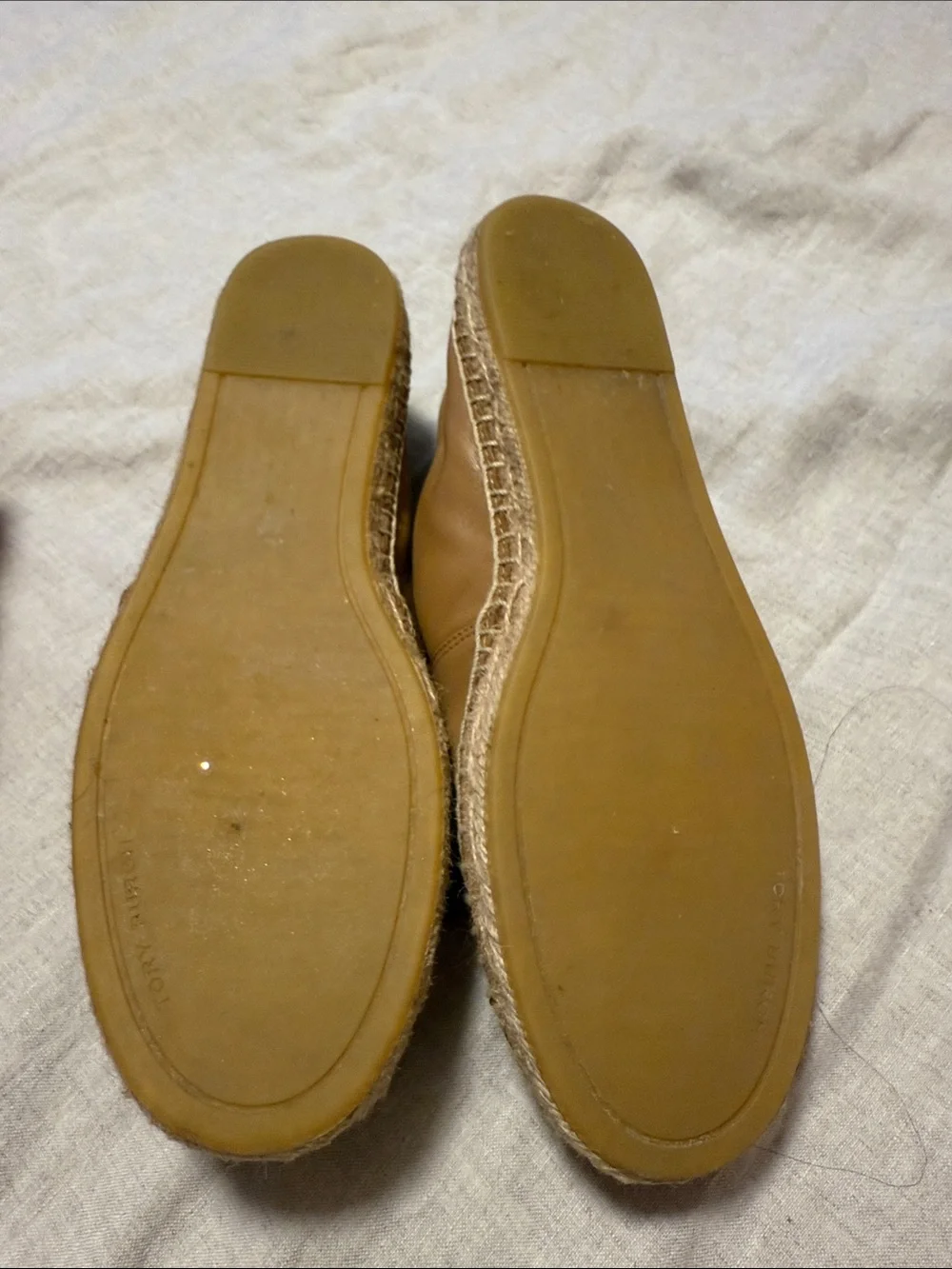Tory Burch Caramel Leather Espadrille Slip-Ons